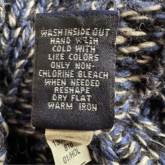 Vintage GAP chunky wool turtleneck sweater in marled blue and white knit Large - Picture 11 of 12
